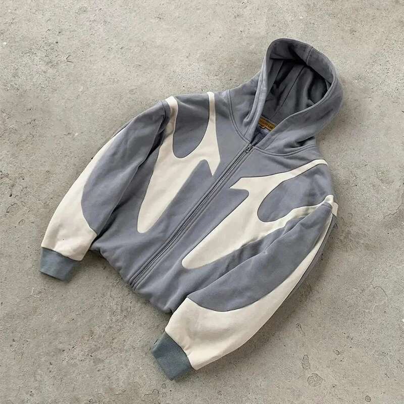 American Retro Letter Printed Devil Pattern Hoodie Y2k Haruku Casual Couple Zipper Hoodies Sweatshirt Fashion Men's Clothing