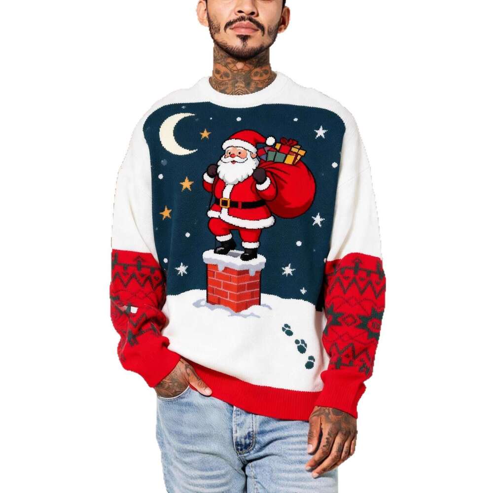 New European and American Cross-Border Christmas Elements Digital 3D Print Men's Crew Neck Casual Fashion Sports Sweatshirt