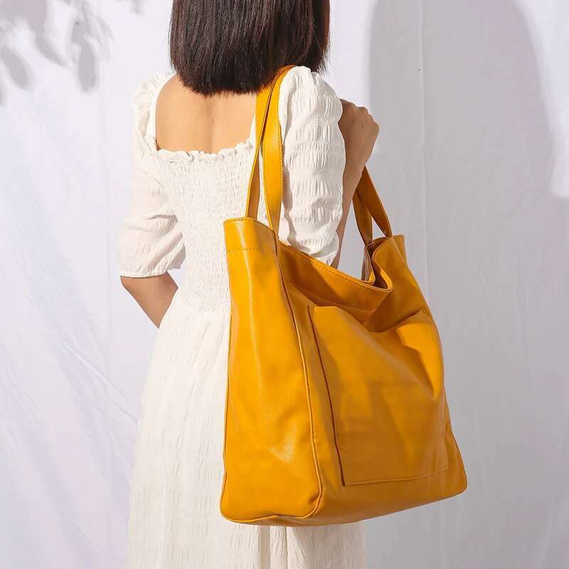 Large Capacity Women Handbag Oil Wax Tote For Lady Brand Top Quality Soft Leather Women's Shoulder Bags 2023 Bolsa Red