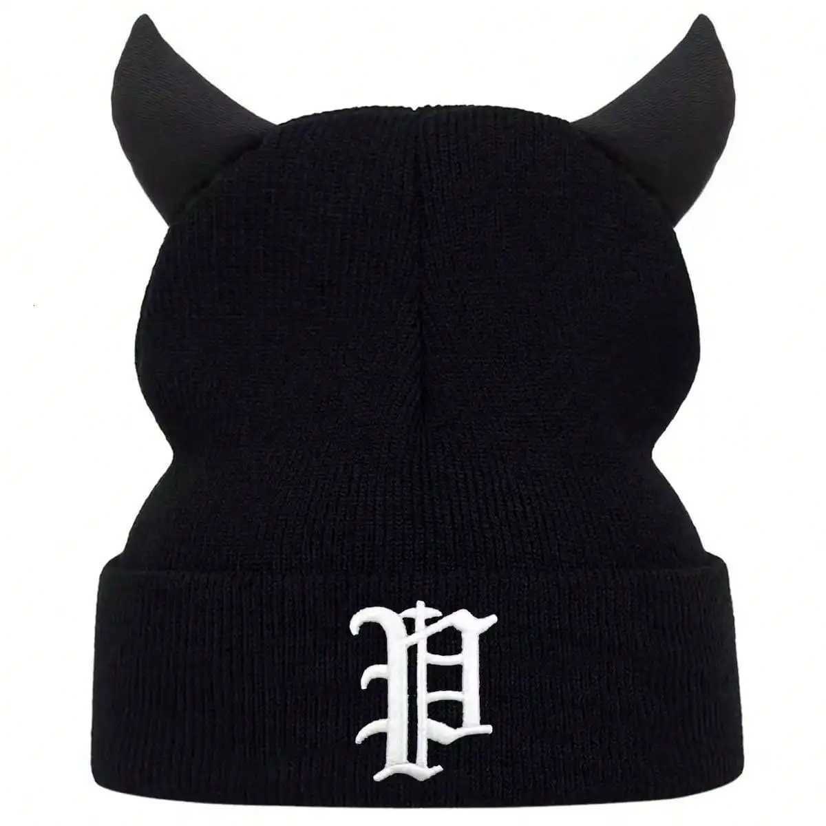 Unisex Letter Embroidery Personalized Bull Horn Beanies Winter Warm Hat Hip Hop Cap Beanie Hat Caps for Women MenXJ251110