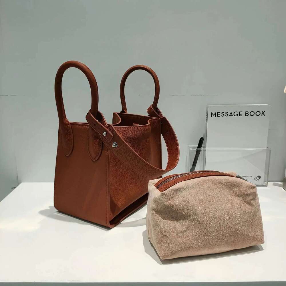 Leisure Thick Cow Leather Bucket Shopper Tote Trapeze Brand Designer Women Handbag Quality A+ Ladies Shoulder Bag Blue