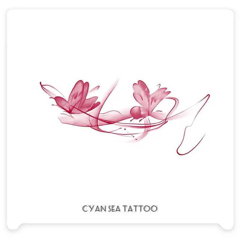 Y2K Pink Butterfly Temporary Tattoo Female Arm Romantic Cherry Blossom Waterproof Tattoo Stickers Art Persistent Sexy Fake Tattoo W250410