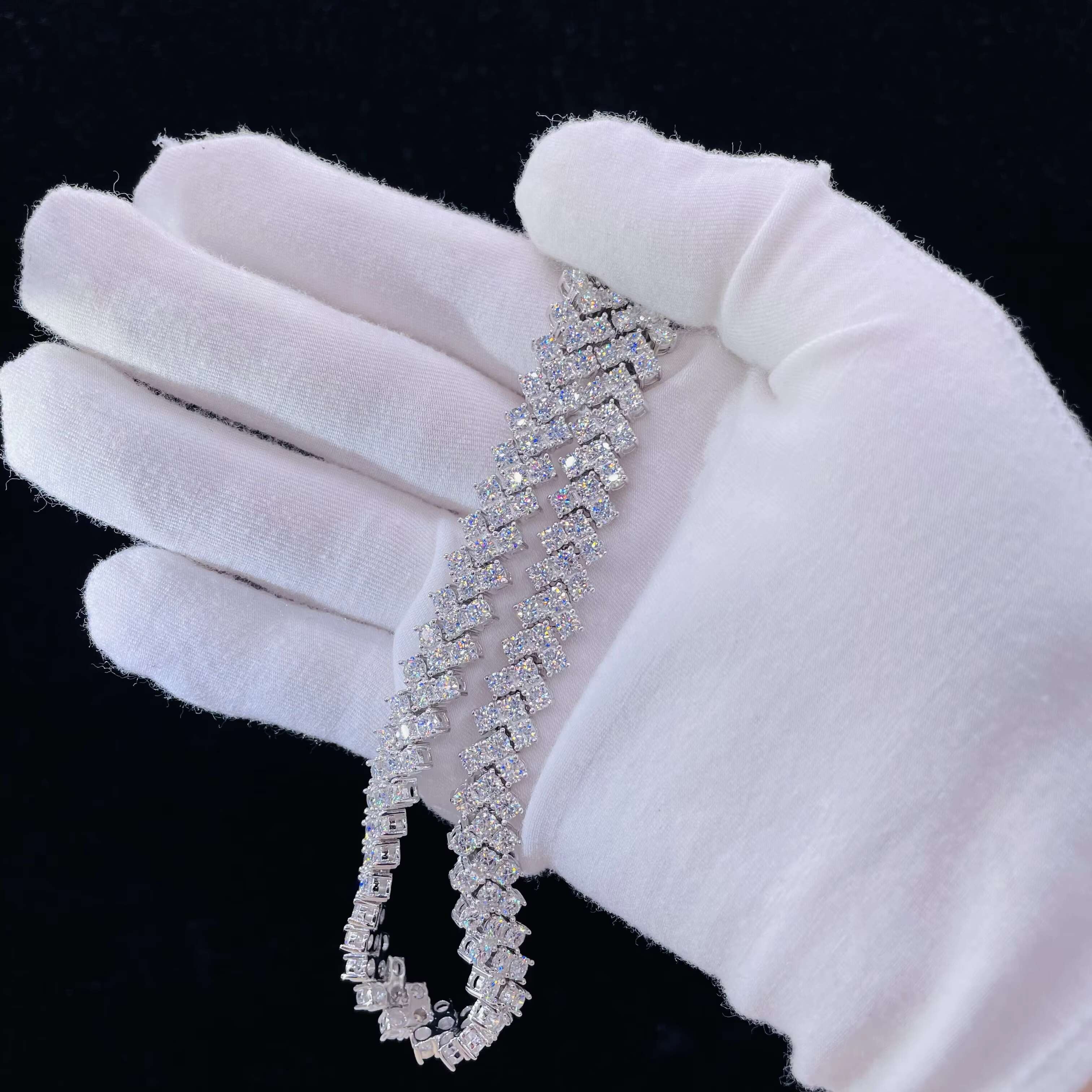 Moissanite Jewelry Hiphop Chain 10mm Cuban Mens Necklace Bling Iced Out Silver Cuban Link Chain in Stock