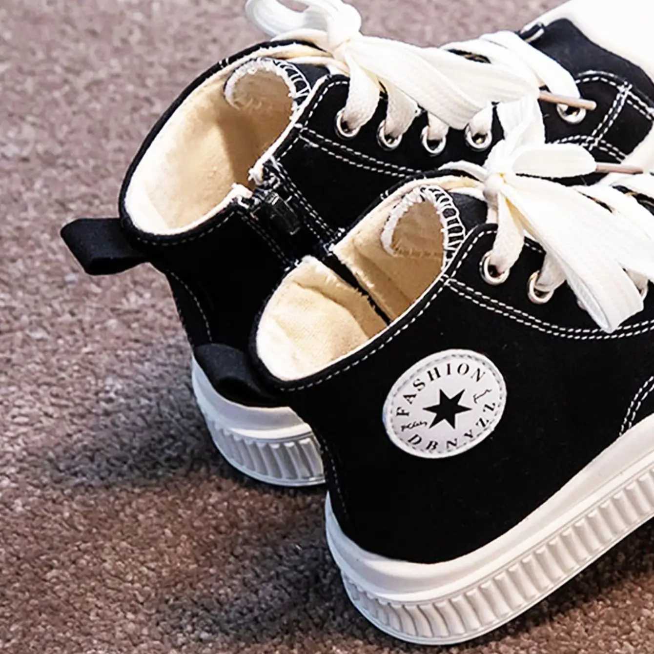 Childrens sports casual shoes boy canvas shoes zipper boots design girl campus student comfortable breathable suitable indoor oT251110