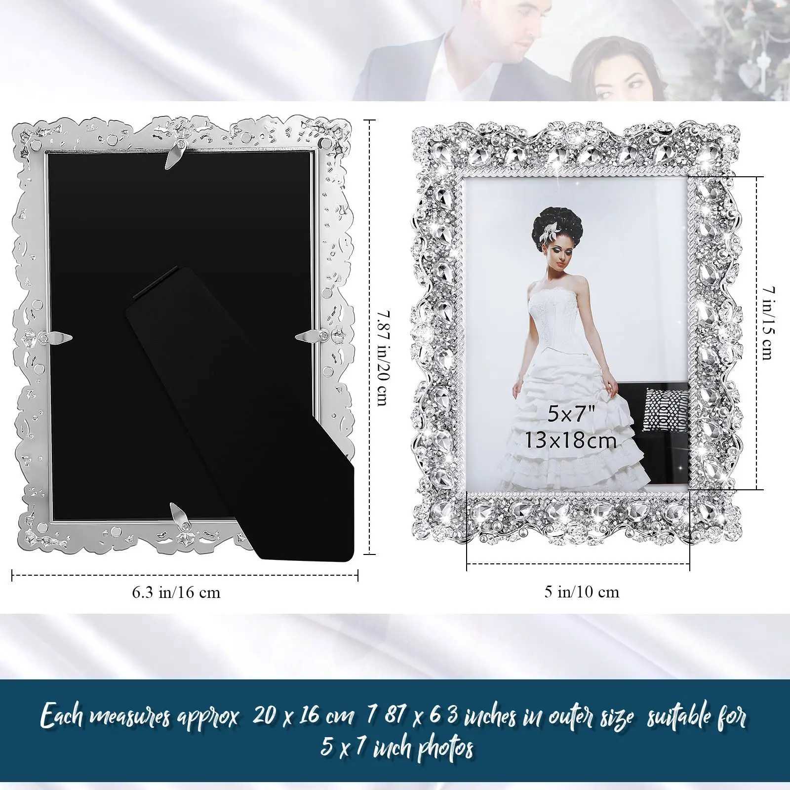 2-pack with crystal wedding rhinestone decoration desktop photo frame 7 inch gift for family and friends L251110 H260306