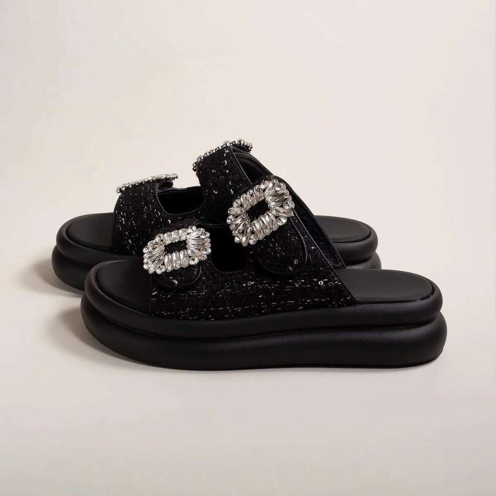 Women's Thick Summer Sole Large Solid Color Slippers Banquet Party Beach Fashion Sandals
