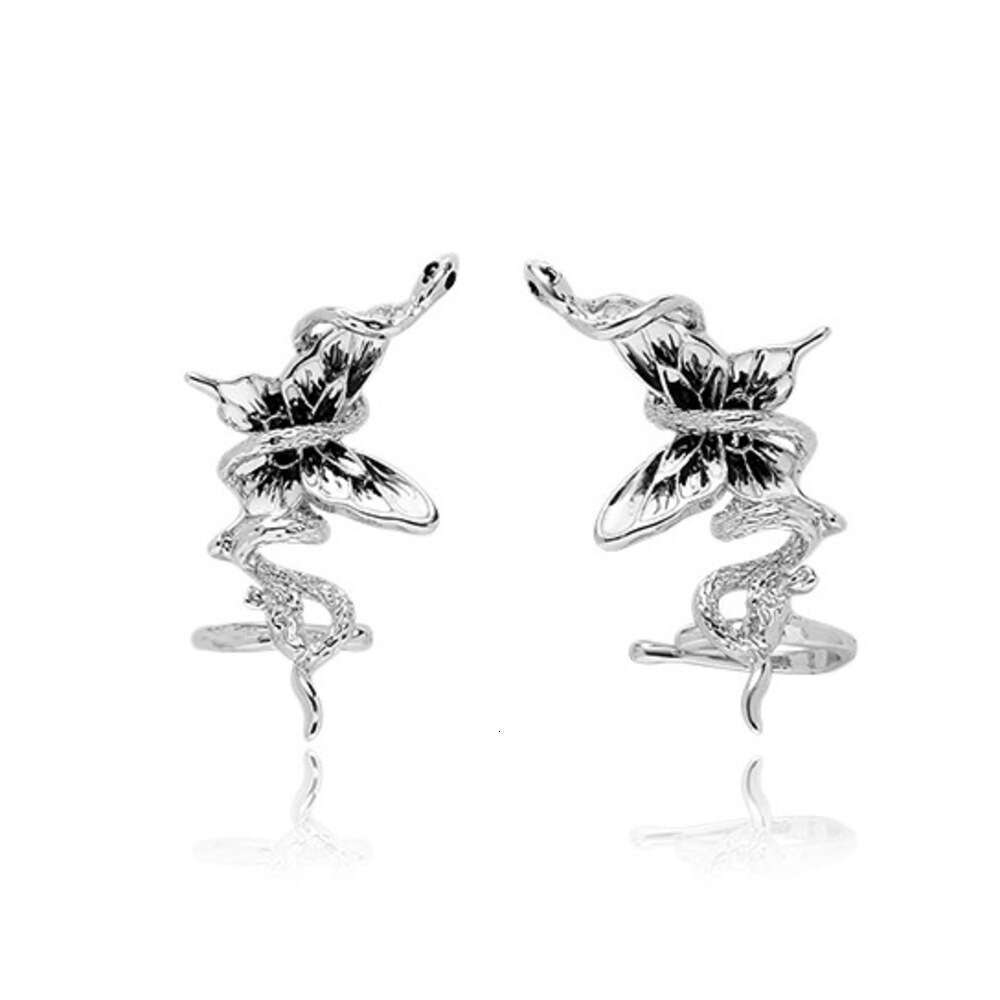 High-end Sense of Ear Ink Butterfly Snake for Women, Cool 925 Silver Needle Studs, Fashionable and Elegant Earrings Wholesale
