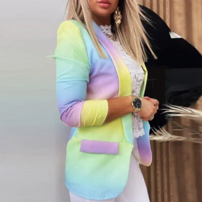 Casual long sleeved suit outerwear for office ladies in spring and autumn fashion lapel womens jacket 2023 250407