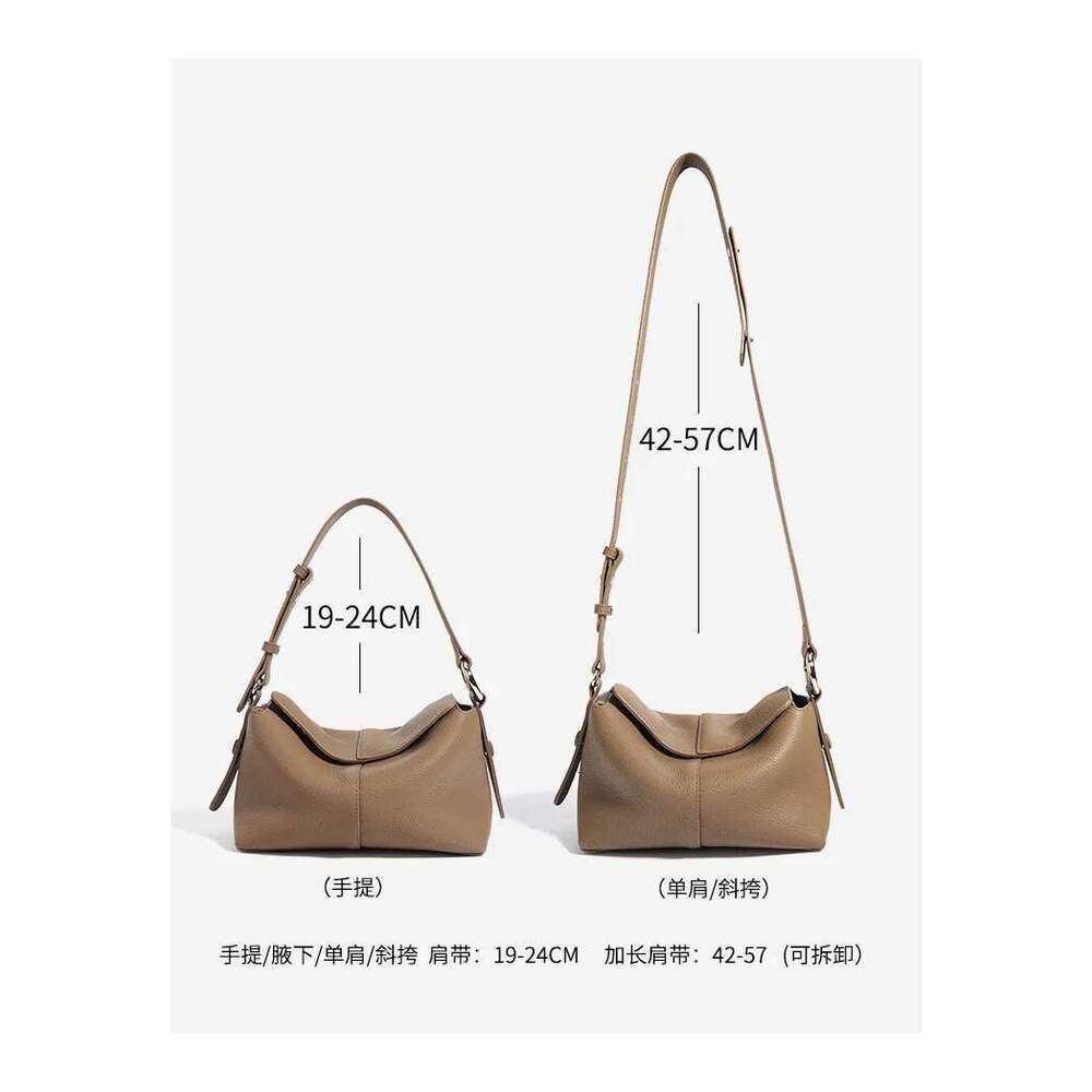 New Classic Premium Quality Pillow Full Grain Cow Leather Women Crossbody Bag Purple Beige Color Office Daily-Use Purse