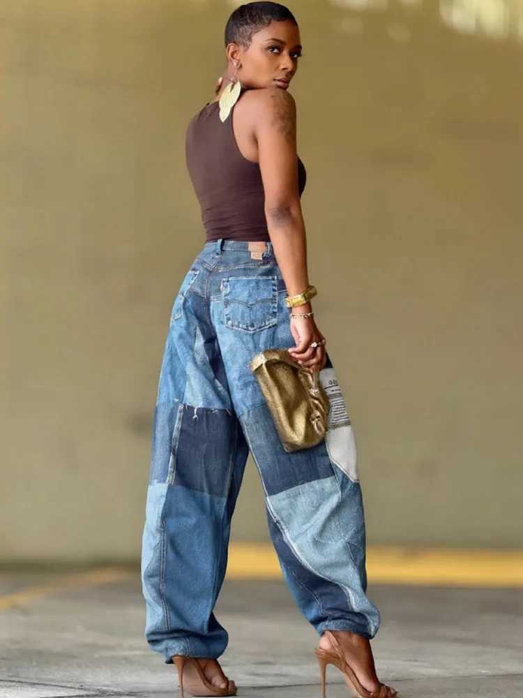 Women High Waist Wide Leg Jeans Shiny Straight Pants Long Palazzo Casual Trendy Trousers 2025 Spring Autumn Winter New Trousers C251110