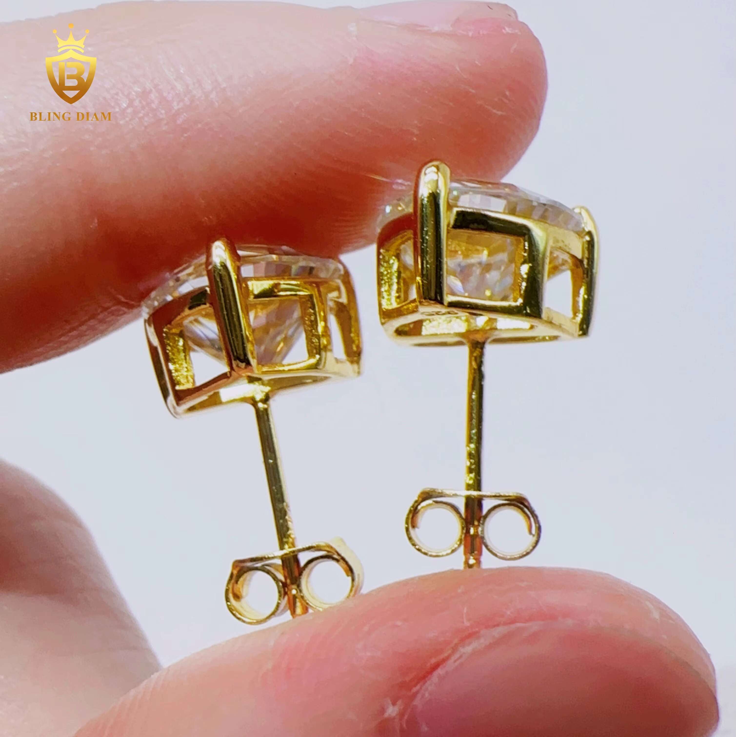 Pass Diamond Tester Custom Hip Hop Jewelry 925 Silver 4-10MM Heart Cut VVS Moissanite Stud Earrings for Women