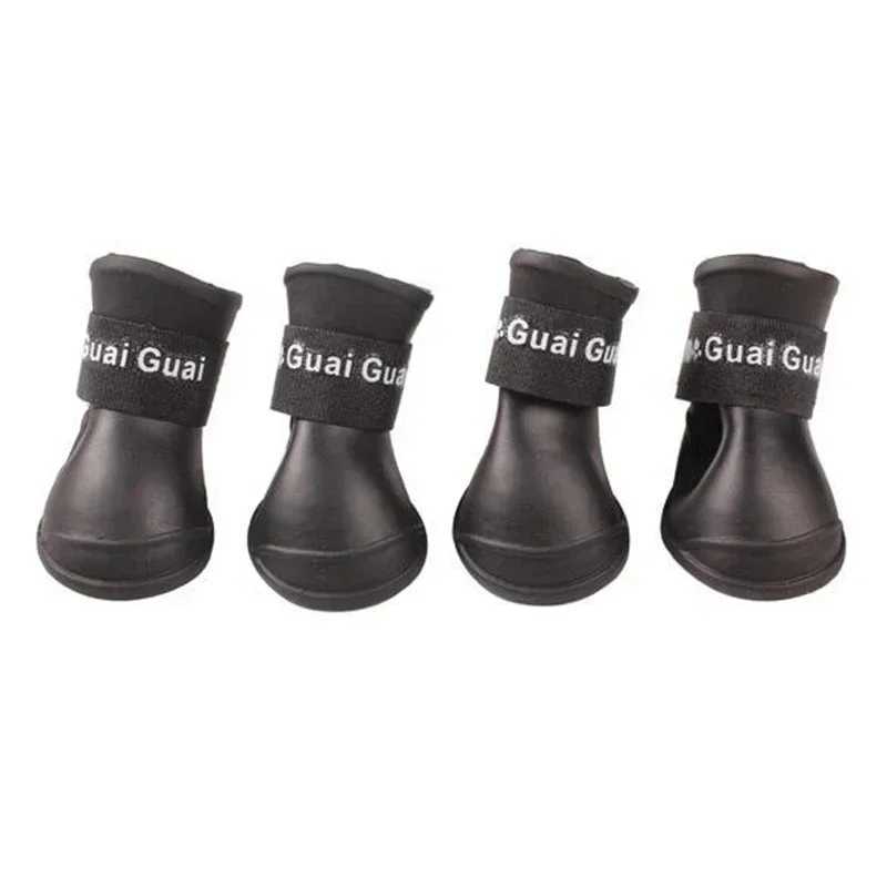 4 pieces/batch S/M/L pet dog rain shoes for dog boots rubber portable anti slip pet dog cat rain shoes T2504010