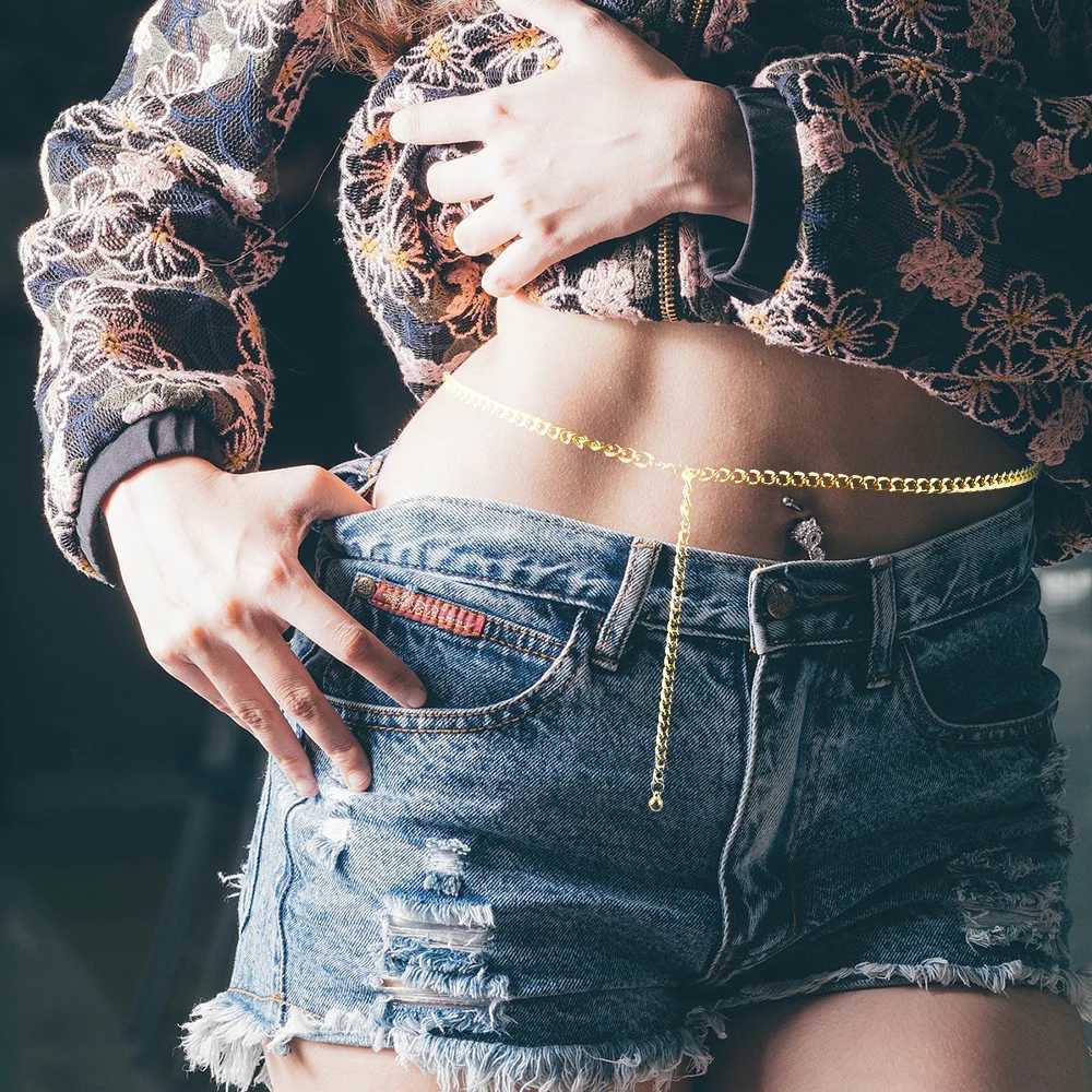 2023 New Body Chain Waist Chain Wen Fashion Sun Moon Metal Waist Chain Punk Spicy Girl Chain Accessories Belt Jewelry Gifts X250410