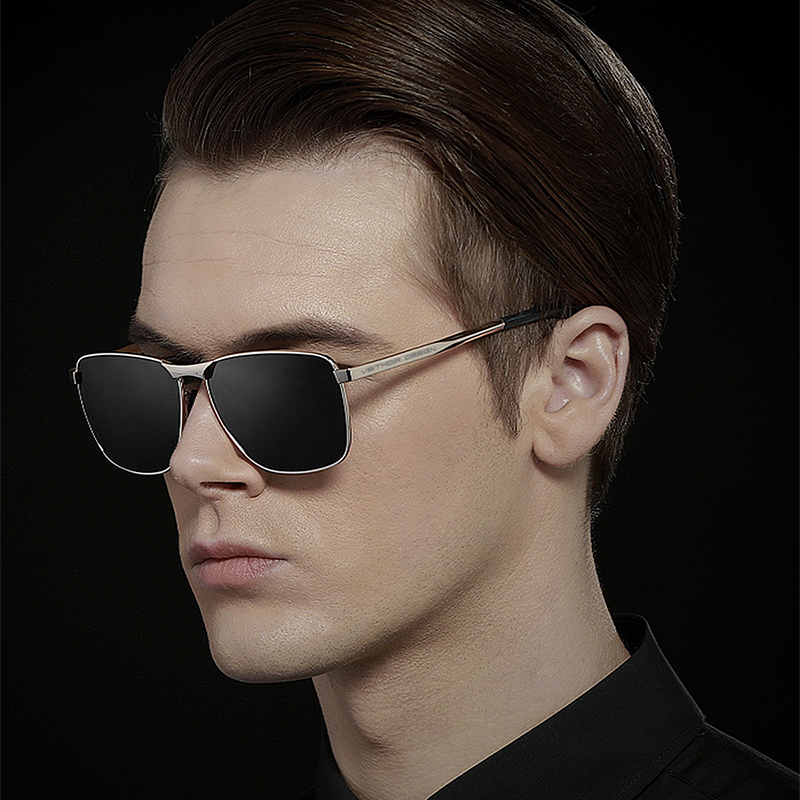 Laser polarized anti UV sunglasses for men, square color changing cross-border sunglasses