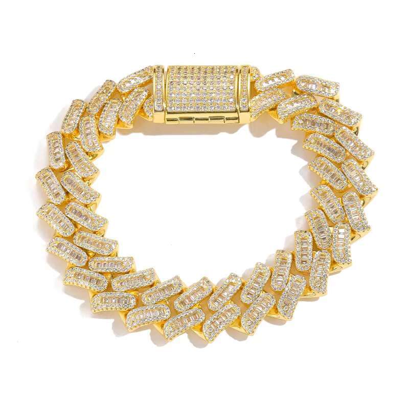 Fashion Pearl Hip Hop Jewelry 16mm Genuine Gold Plated Cubic Zirconia Thorn Cuban Men's Chain Bracelet