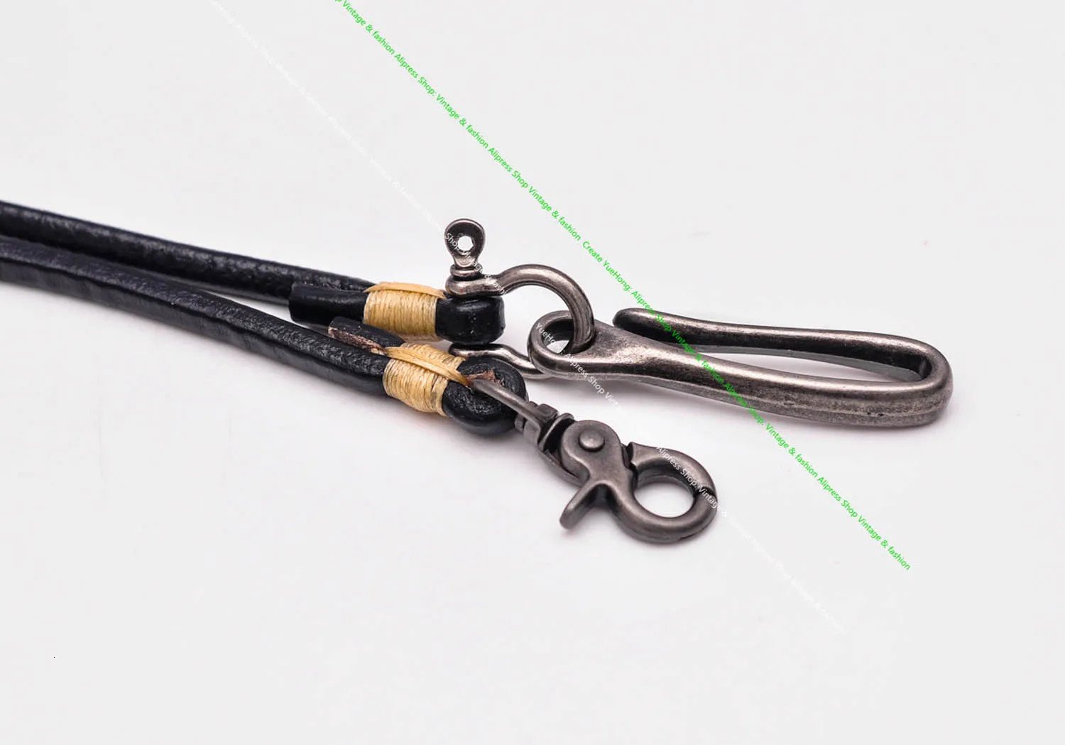 1530 inch handmade long motorcycle truck black thick Veg cowhide ordinary leather keychain jeans wallet chain with hook buckle 250410