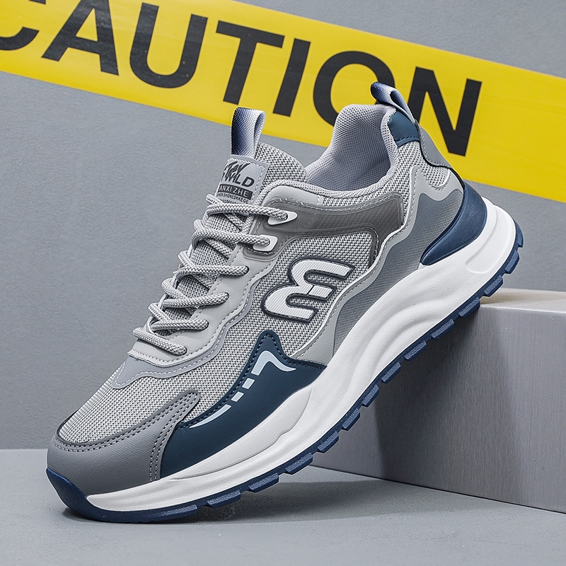 Free shipping 2025 spring new platform casual shoes fashion trend youth light sports men's shoes gray black large size
