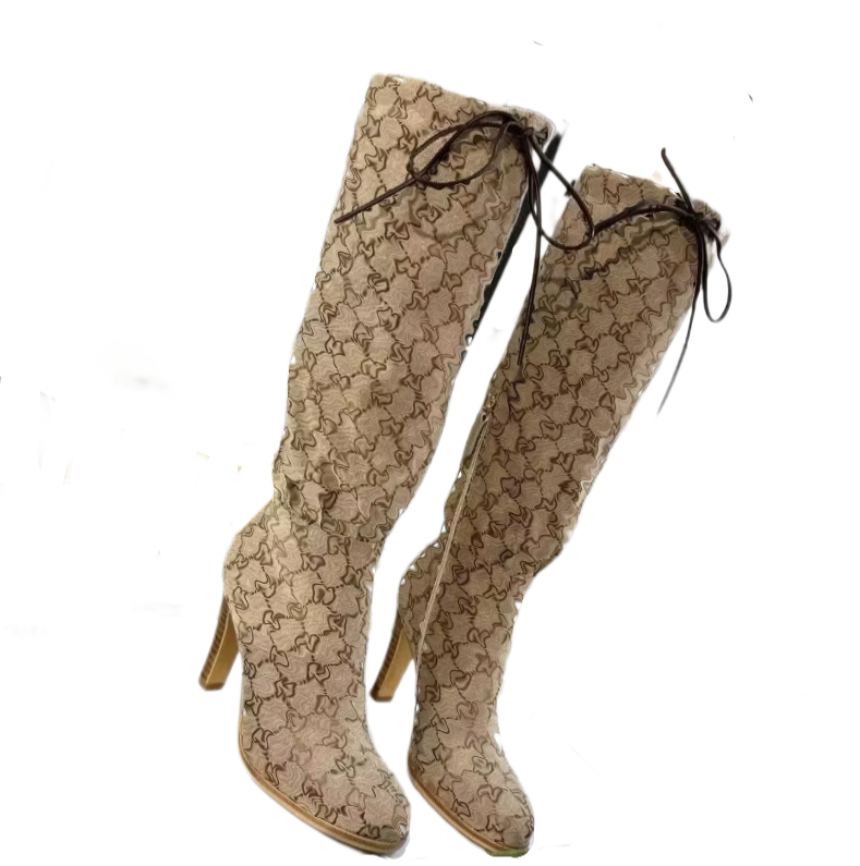 Designer Boots Women Over The Knee Boots Winter Ankle Boot Adjustable Straps Canvas Zipper Laces Original Shoes Ladies Girls Sexy High Boot