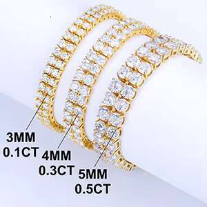 Femme Pass Diamond Tester 2 Rows 3mm 4mm 5mm VVS Moissanite 18K White Gold Plated 925 Sterling Silver Tennis Bracelet for Men