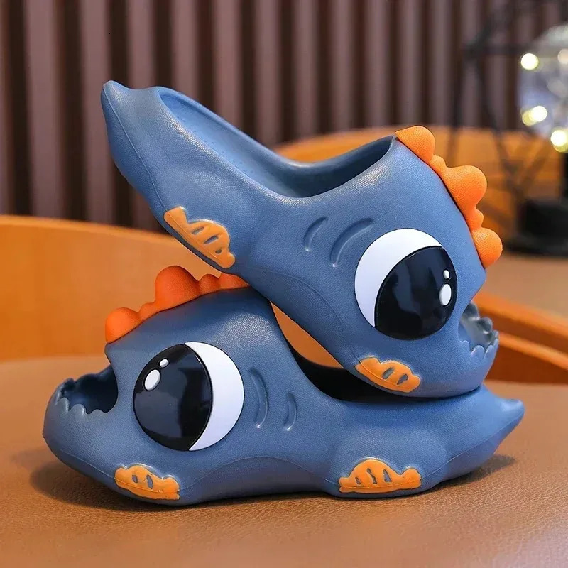 Cute cartoon dinosaur beach sandals for children aged 2-12 in summer suitable for boys and girls flip up non slip indoor shoes 250409