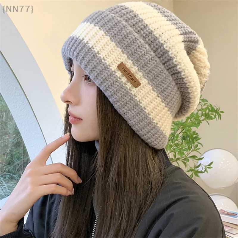 Unisex Striped Knitted Beanie - Warm Stackable Hip Hop Bonnet For Men Women Winter Casual Wear NN77XJ251110