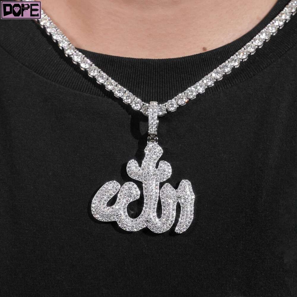 In Stock Moissanite Pendant Iced Out Allah Religious 925 Silver Hollow VVS Custom Moissanite Pendant