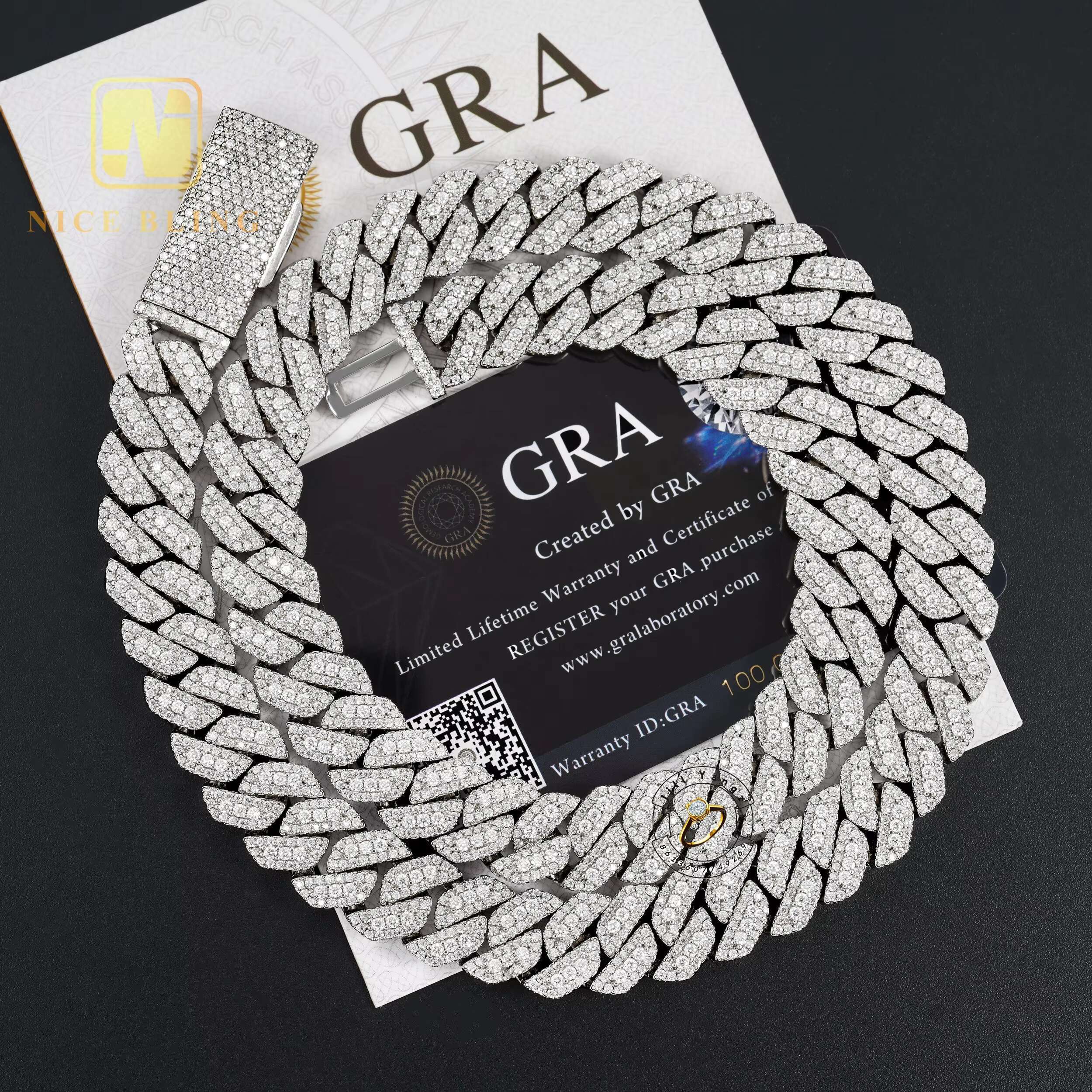 Fine Gifts Moissanite 925 Silver Hip Hop Iced Out Fine Jewelry 10k 12k14k Custom Beaded Chain Cuban Chain