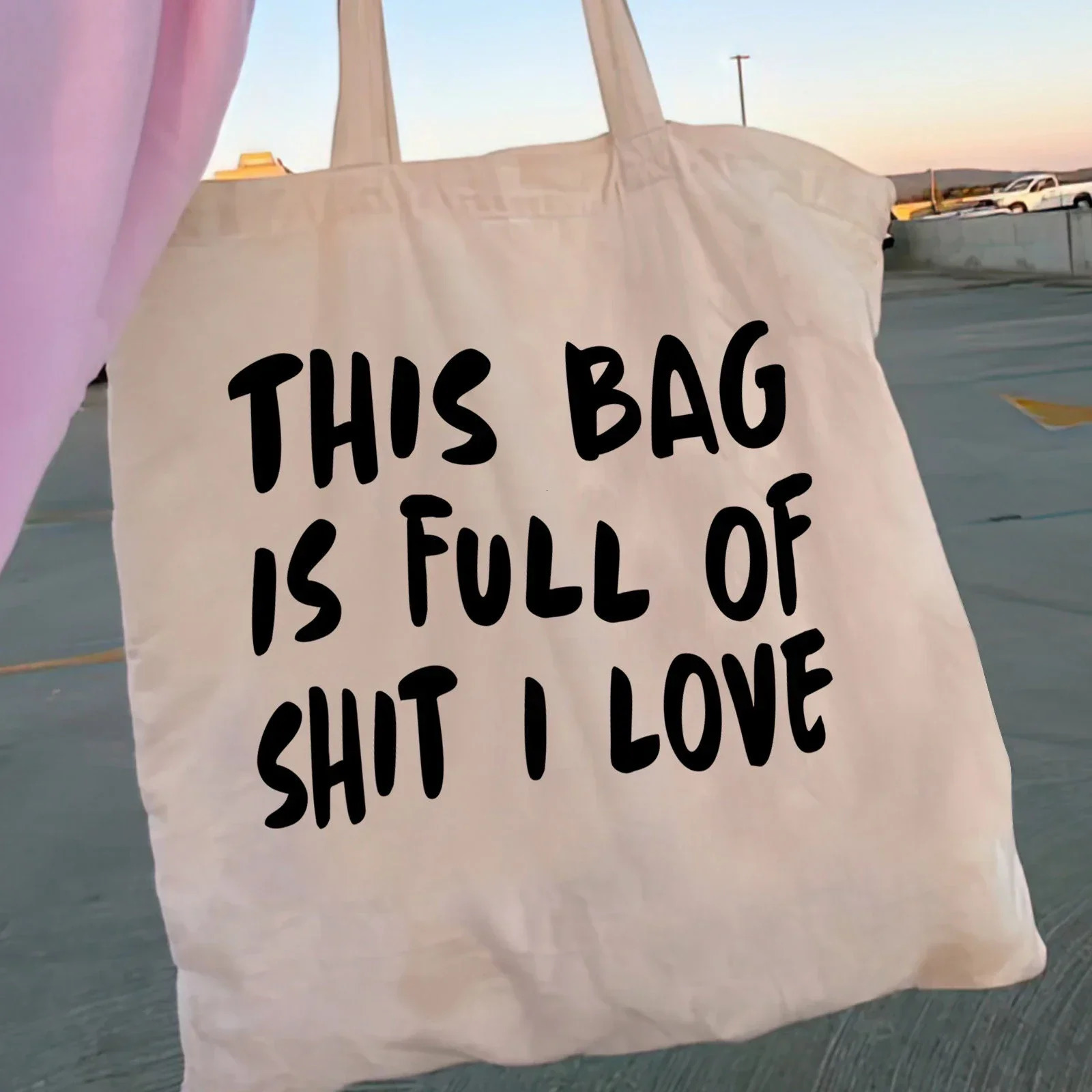 Women Shopper This Bag Is Full of Shit I Love Canvas Shoulder Bags Students Girls Lovely Large Capacity Casual Tote Handbag 251110