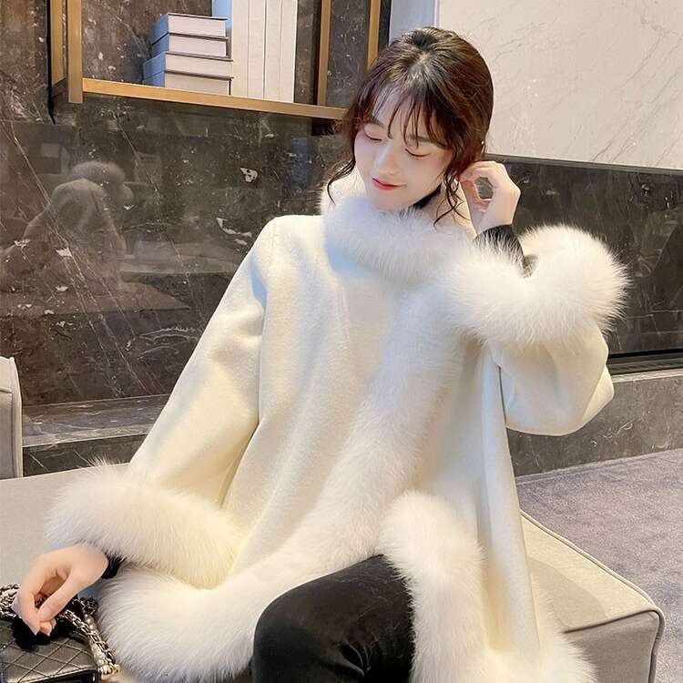 Loose Fur Cape New Fox Shawl Sheepskin Coat for Women, Youth Style Women, Women, Women,