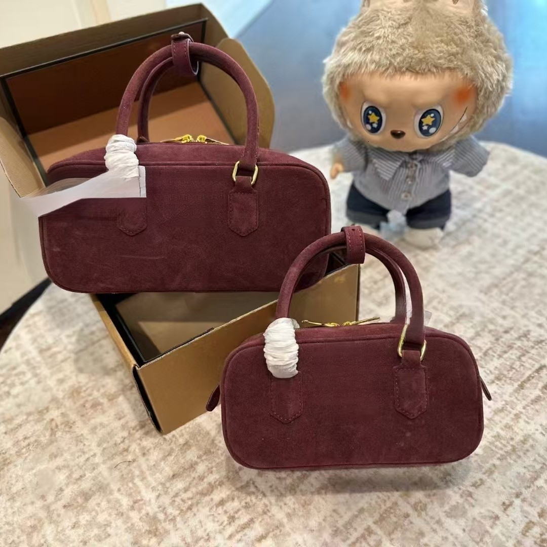 Winter new fashion designer bag multifunctional suede bowling bag light luxury handbag women's shoulder crossbody bag handbag