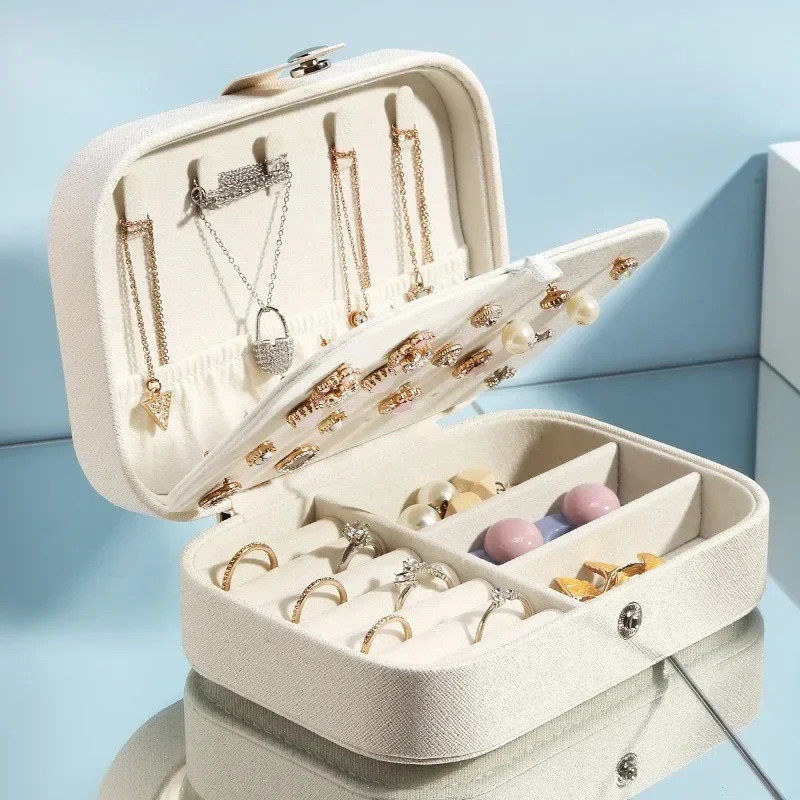 Portable Jewelry Box Jewelry Organizer Display Travel Jewelry Case Boxes Button Leather Storage Zipper Jewelers 250409