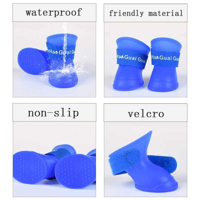 4 pieces/set of silicone anti slip boots for pet dogs waterproof dog shoes candy colored pet rain shoes basic boots for appearance T2504010