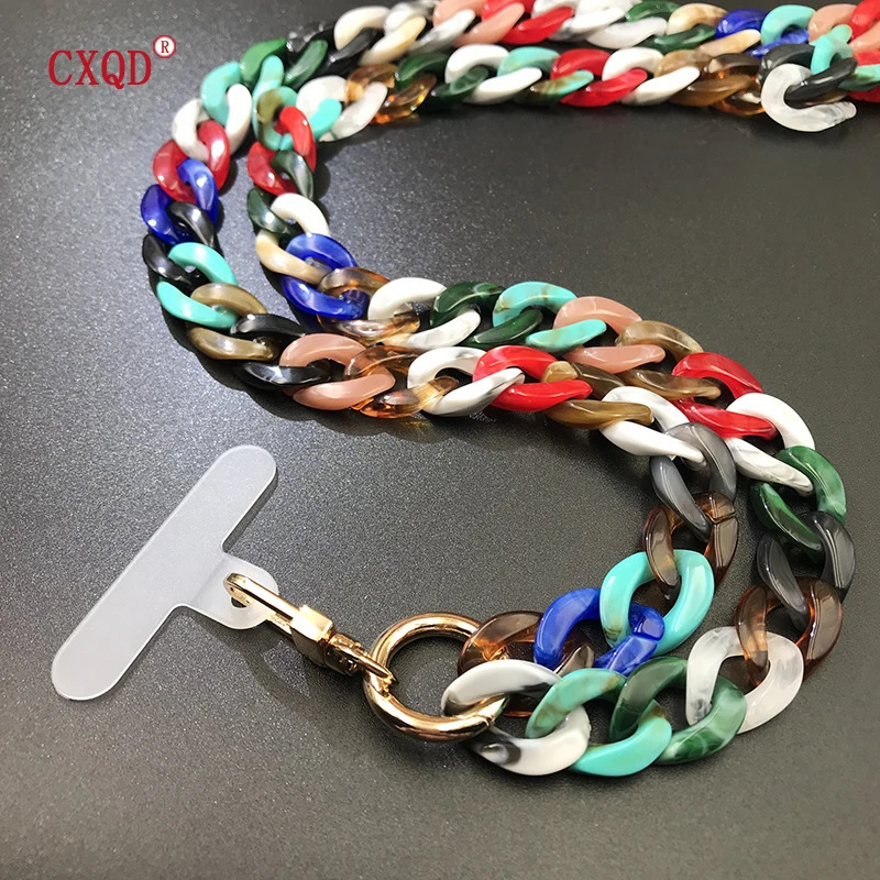 120cm Bevel Anti-lost Phone Lanyard Rope Neck Strap Colorful Portable Acrylic Cell Phone Chain Accessories Gifts Outdoor 250409
