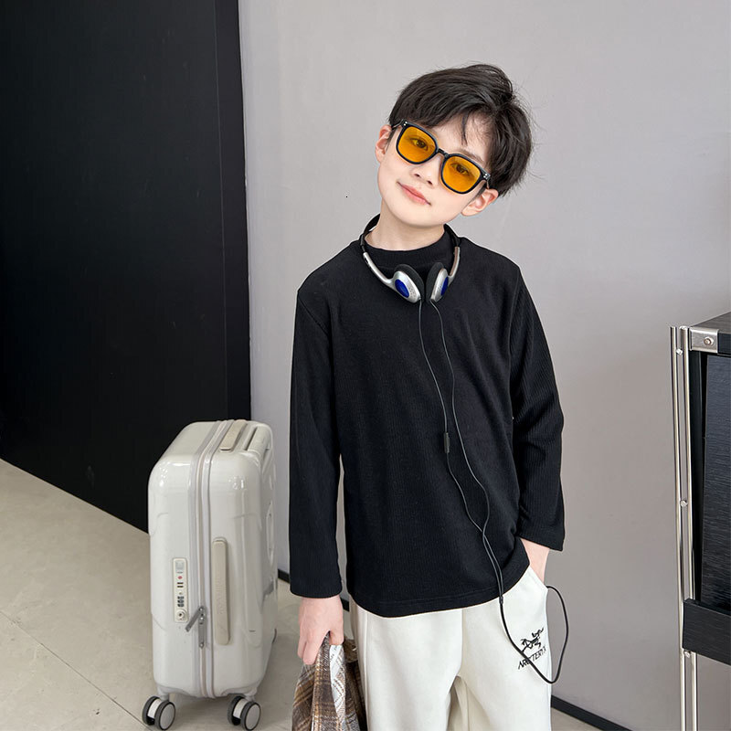 Ddmyshoesvip Children S Cashmere Thermal Underwear Boys Base Shirt Spring And Girls Autumn Clothes Single Piece Top Big Children S Half High Collar Wi