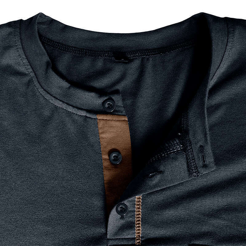 European and American Henry shirt long sleeved color blocked knitted T-shirt men's wholesale 2025 new casual fashion trend clothing
