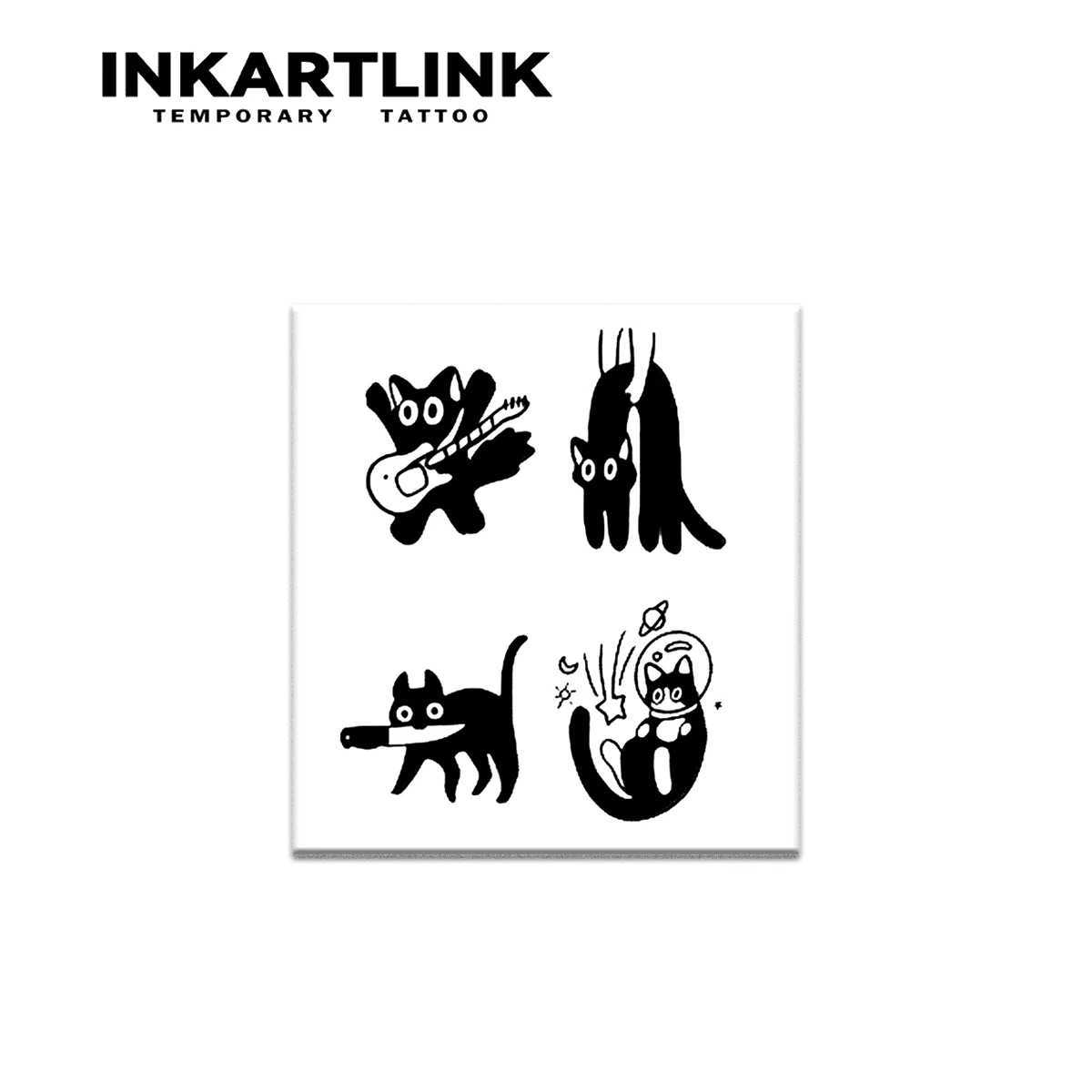 Cute black cat temporary tattoo lasting for 15 days with new technology waterproof semi permanent sticker W250410