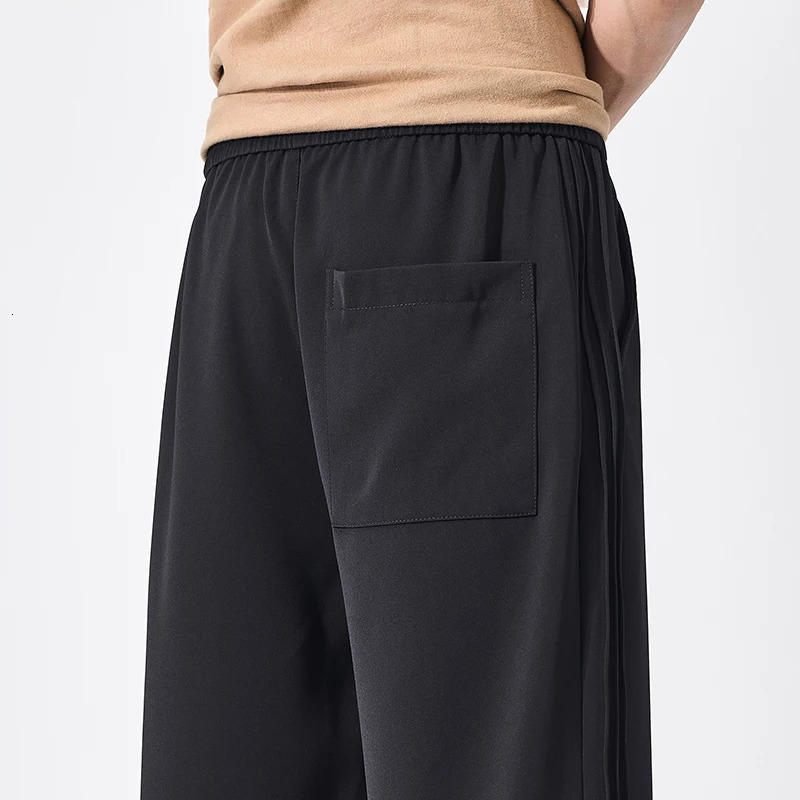 2025 Mens Trendy Versatile Vertical Ice Silk Thin Straight Comfortable Trendy Casual Pants 250408