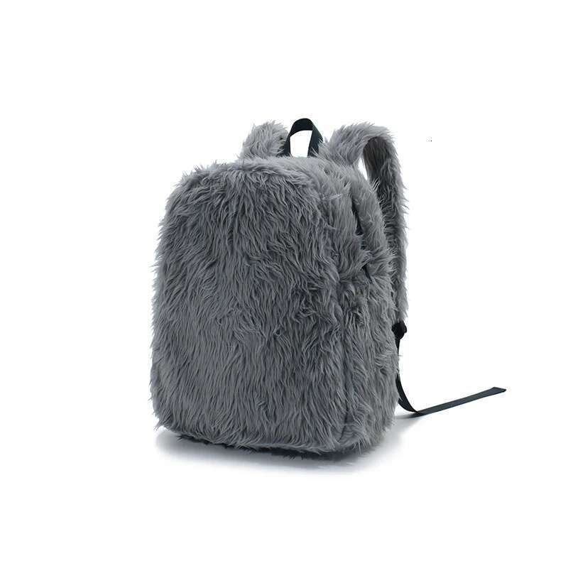 Personality Plush Fringe Double Shoulder Backpack Autumn And Winter New Large-capacity Portable Commuter Schoolbag For Women