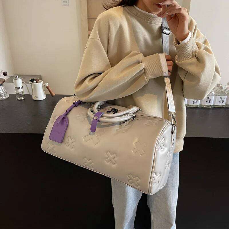 Fitness Luggage Fashion Travel Women Leather Yoga Gym Boston Handbag Outdoor Duffle Sports Suitcase Shoulder Tote Bag 46cm/21/23