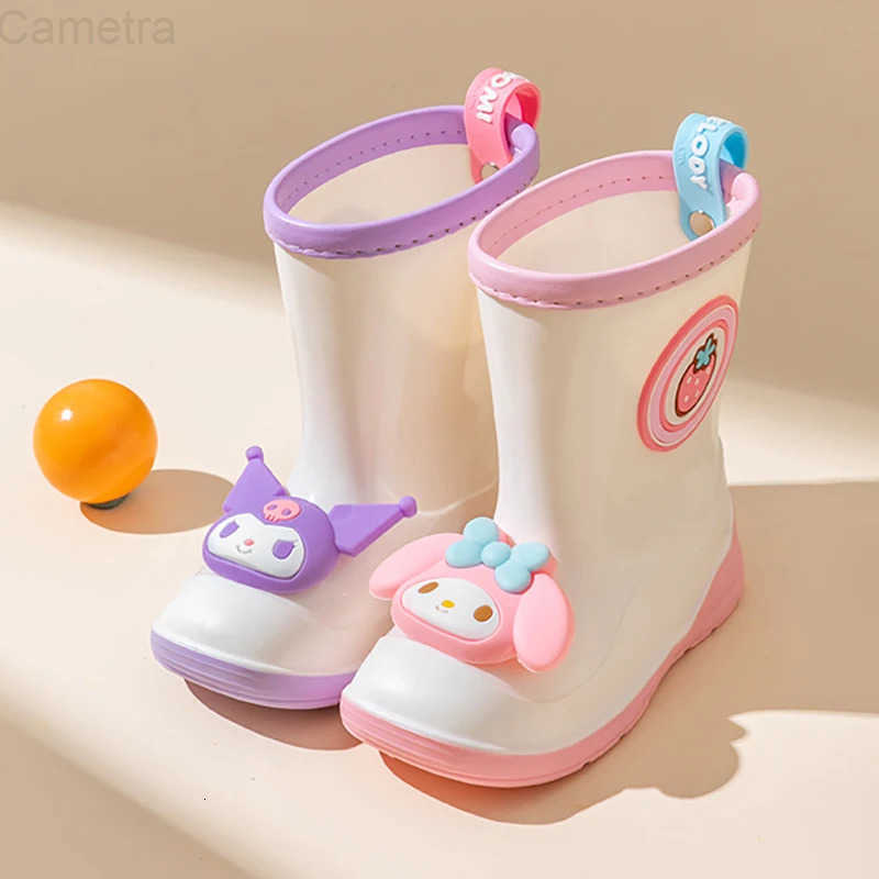 Sanrio Childrens Rubber Boots By Cute Macaron Color Scheme Kuromi Melody Kitty Rain Boots Outdoor Non-slip Waterproof Shoes H251110