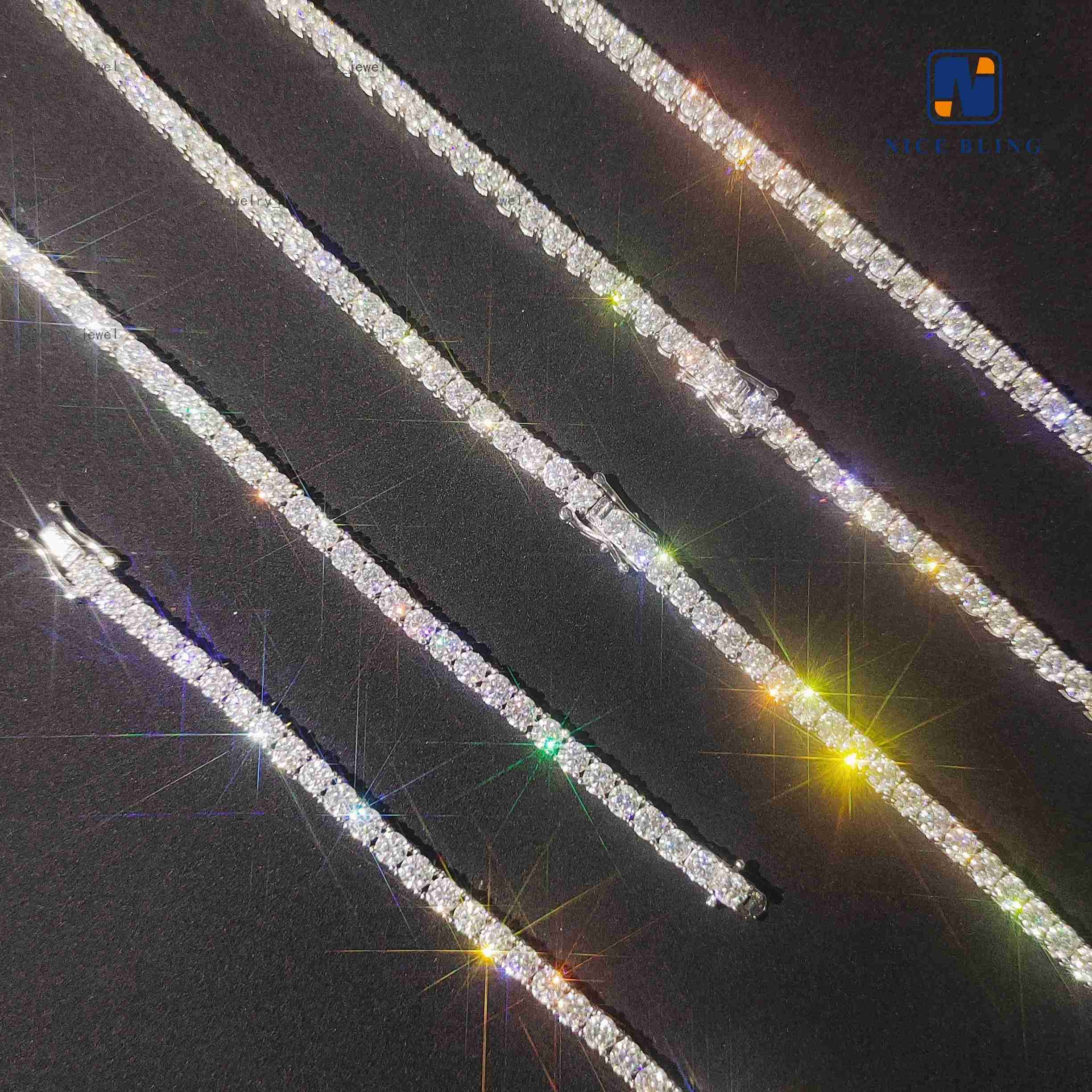 Hip Hop Jewelry Fashion Moissanite Necklace 2mm 3mm 4mm 5mm 6.5mm Moissanite Diamond 925 Sterling Silver Necklace