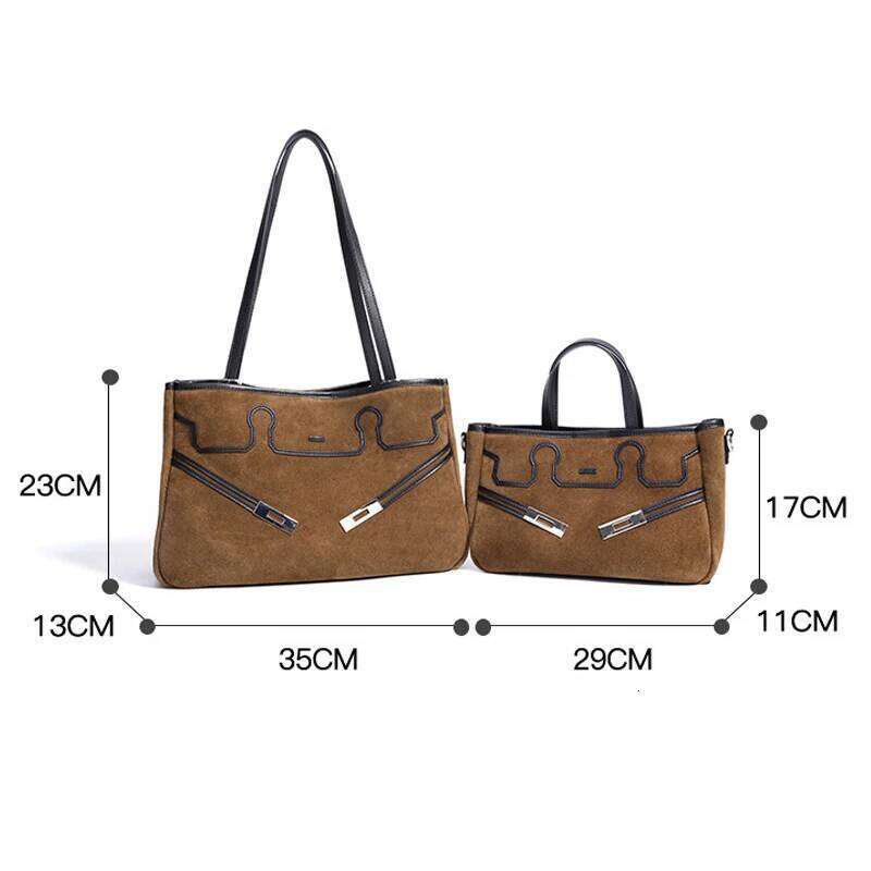 New Women's Bag Matte Cowhide Leather Vintage Niche Design Large Capacity Tote Stylish Top-Handle Commuter Handbag For Work Suotong1110