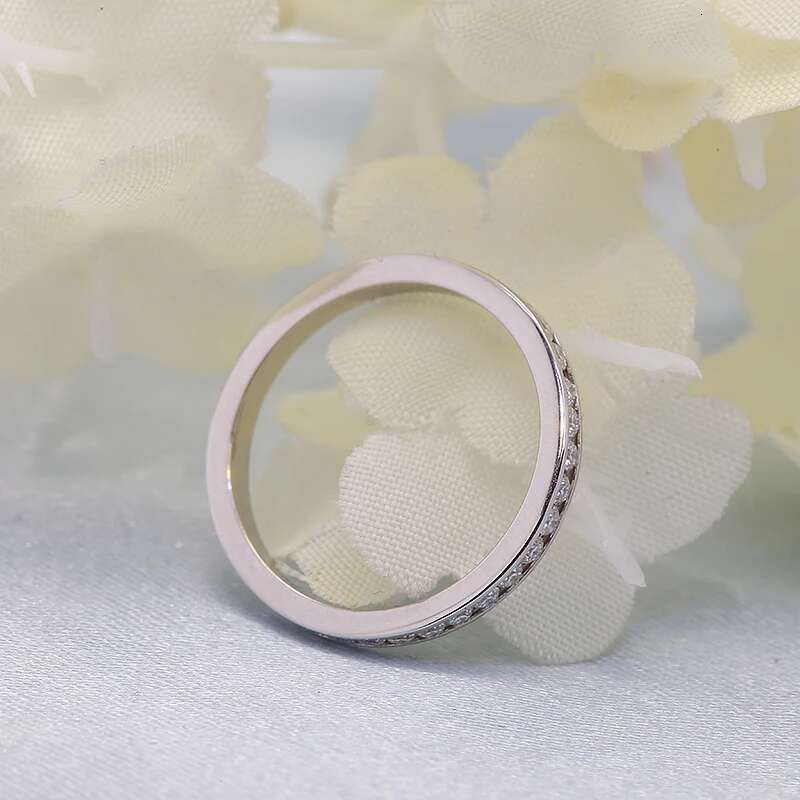 14K White Gold Realy Gold DEF Color VS Round Cut Lab Grown Diamond Band Wedding Gift for Women