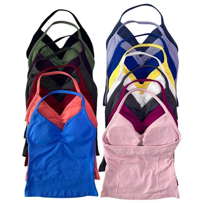 Impact Longline Strappy Gym Top custom backless Gym Clothes womens Scrunch built-in bra with detachable cup yoga vestXJ250410