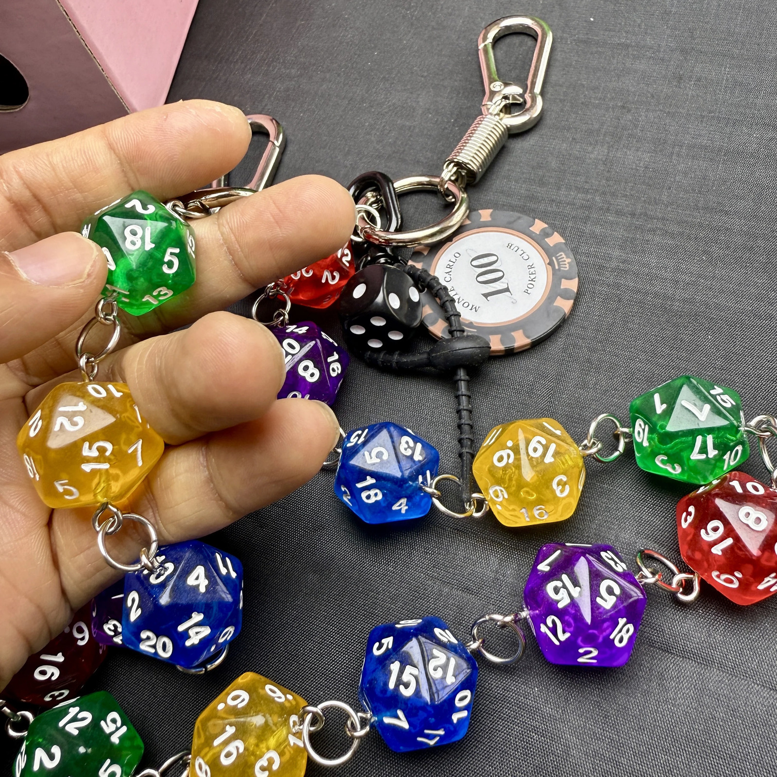 Original hiphop punk style pants chain multifaceted dice fashion version n bag pendant unisex 250410