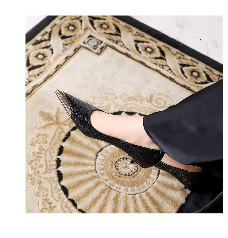 4.5/9.5cm Heels Banquet stiletto Designer Shoe Women's Slimming kitten heels Metal Pointed Toe work Shoes