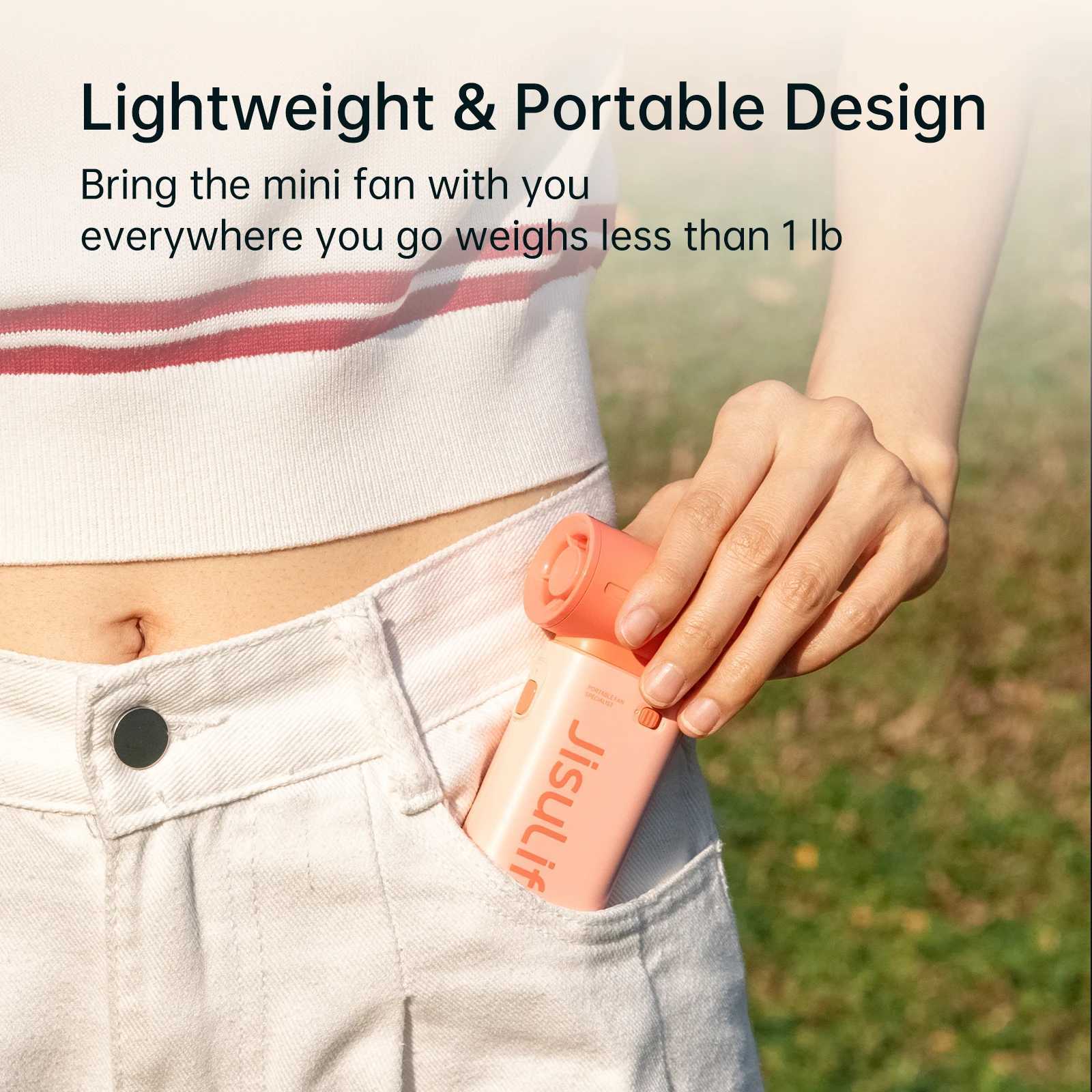 JISULIFE portable handheld turbofan with 5000mAh 18H rechargeable battery super strong wind power multi-purpose pocket mini fan X2504121