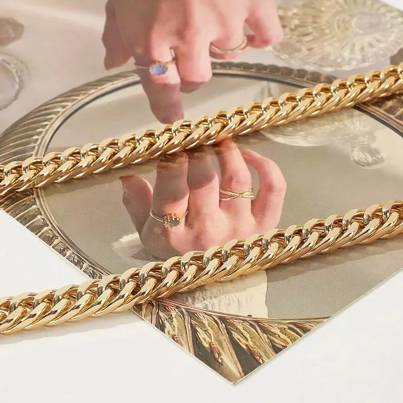 55cm Versatile Aluminum Chain Color Retaining Gold Diy Handmade Metal Wrap Chain Underarm Shoulder Strap Replacement Strap 251110