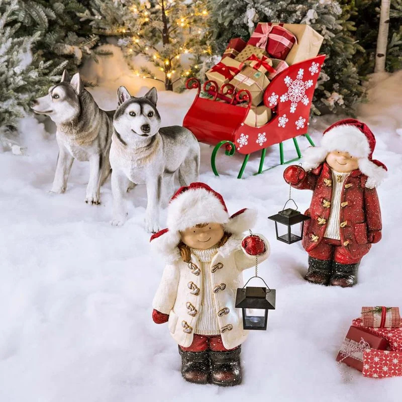 Christmas Childrens Lantern Figurines Christmas Childrens Lantern Sculpture Figurines Christmas Doll Lantern Decorations 251110