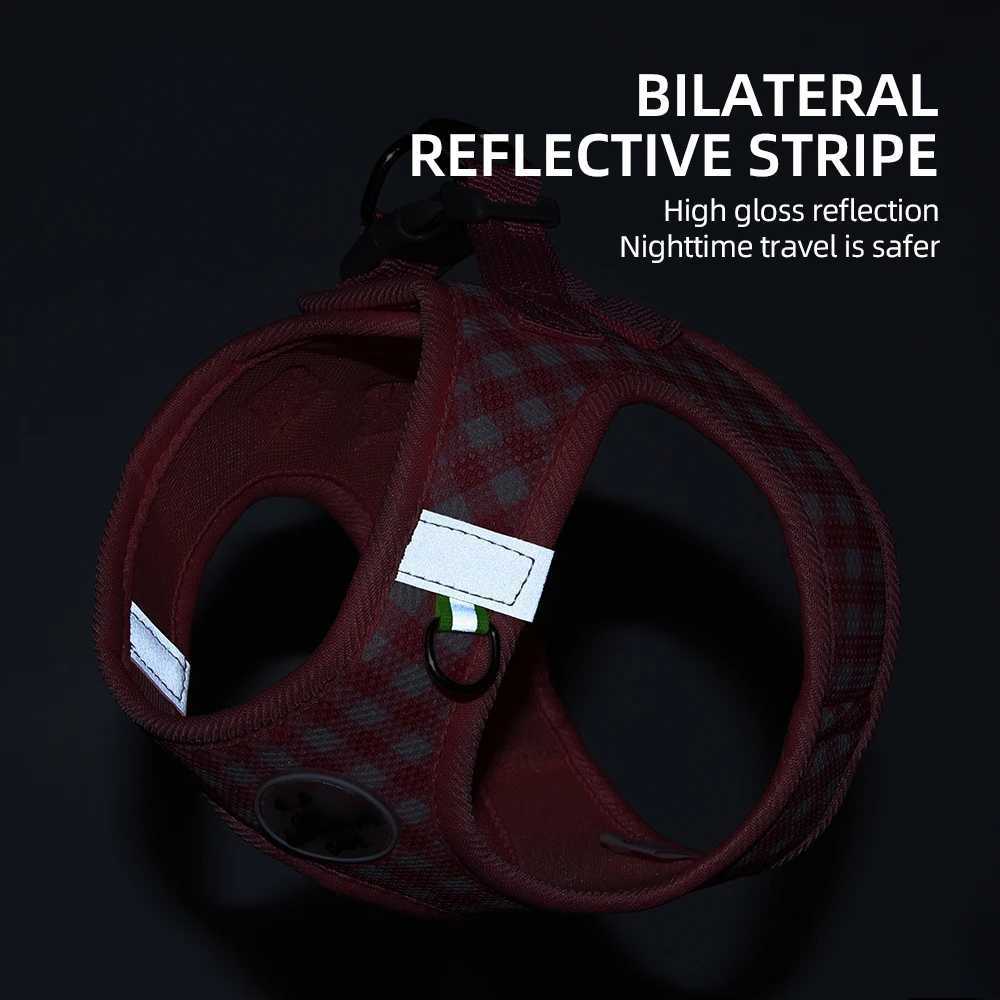 Checked Harness Small Medium-Sized Dog Cat Reflective Breathable Dog Lead Teddy Step In Bichon Pet Walking Harness Leash Rope J251110